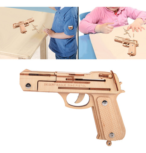 Rompecabezas De Madera 3d Con Banda Elástica, Pistola, Jugue