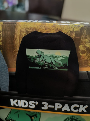 Juego De 3 Playeras Manga Larga Jurassic World Algodon Niño
