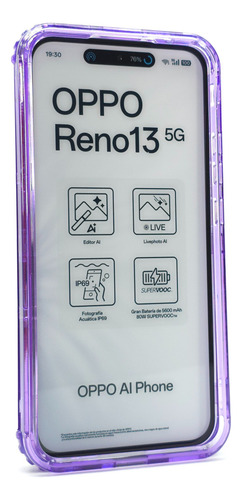Funda 3 En 1 Para Oppo Reno 13 5g Case Uso Rudo Protector Caramelo - Violeta Oppo Reno 13 5g