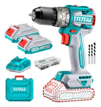 Comprar Taladro Percutor Y Atornillador Inalámbrico Total 20v, Industrial, Motor Sin Carbones, Mandril 13mm, 60nm - Con 2 Baterías 2.0ah Litio-ion, Cargador, Y Maletín - Tidli20602