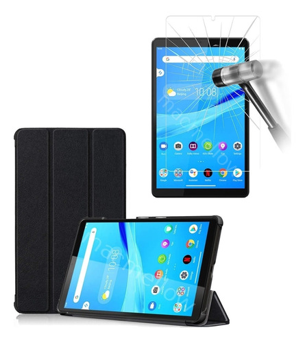 Funda Flip Cover + Mica De Vidrio Para Lenovo M8 Hd Fhd 8.0