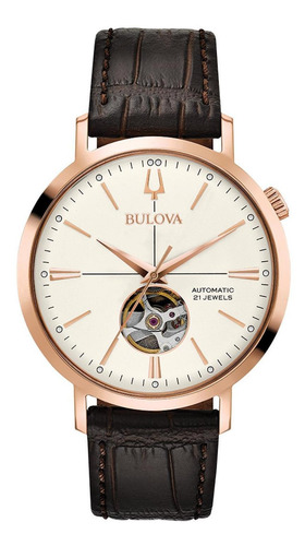 Relógio Masculino Bulova Classic Rosegold Couro 97a136