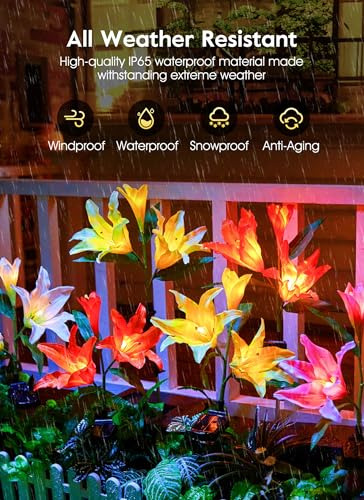 Luces Solares De Jardín Con Flores De Lirio Impermeables