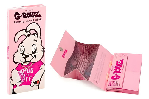 Papelillo G-rollz Conejo Pink 1 1/4 + Tips + Bandeja Banksy