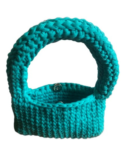 Bolso Canasto, Tejido A Crochet  En Trapillo