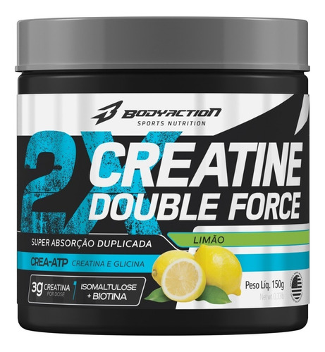 Creatina Com Sabor Double Force Premium 150g Bodyaction Sabor Limão