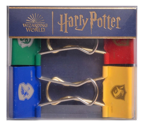 4 Aprieta Papel Binder Clips Harry Potter Mooving 32mm Color Plateado