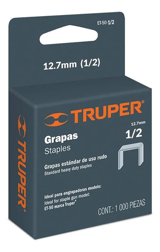Grapas Grampas P/engrapadora Truper 17966 12mm 1/2'' X 1000u Metal