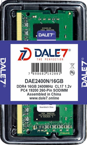 Memória Dale7 Ddr4 16gb 2400 Mhz Notebook 1.2v 01 Unid