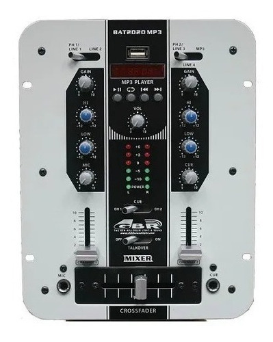 Mixer Dj Gbr Bat-2020 Mp3 3 Canales Sd Usb Con Display.
