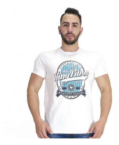 Camiseta King Farm Masculina Branca Estampada