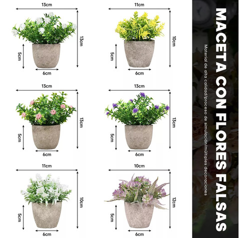 6 Pls Artificiales Macetas Detivas Bonsai Hogar