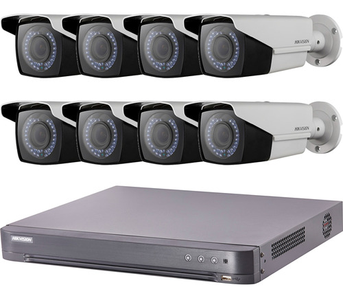 Kit Seguridad Hikvision Dvr 8 + 8 Camaras 1080p Varifocal