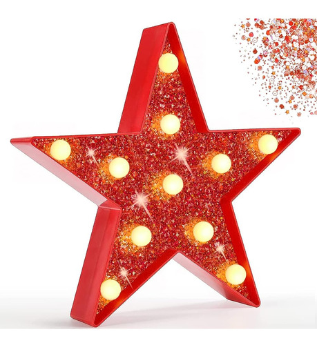 Pooqla Star Marquee Lights, Glitter Led Light Up Stars, Shin