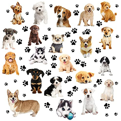 109 Piezas De Calcomanías De Pared De Perros Y Patas, Pegati