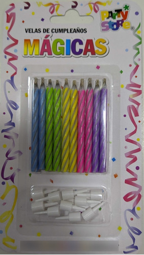 Imagen 2 de 3 de Pack Set Velas Magicas Cumpleaños X 10 Unidades Multicolor