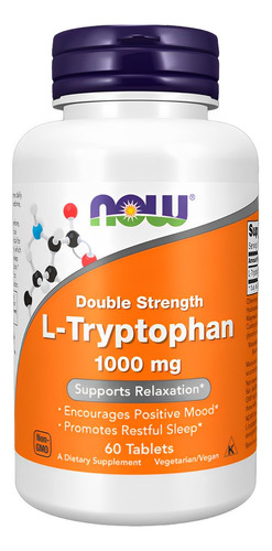 L-triptofano 1000mg Now Foods D.força 60 Tabs Sabor Sem Sabor