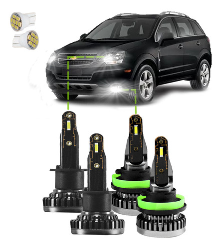 Kit Ultra Led Nano 30000lm Captiva 2008/2014 Baixa E Milha