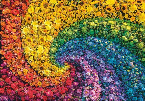 Rompecabezas Remolino De Flores De Colores 1000 Pz Clementoni Italia Color Boom Collection Con Poster