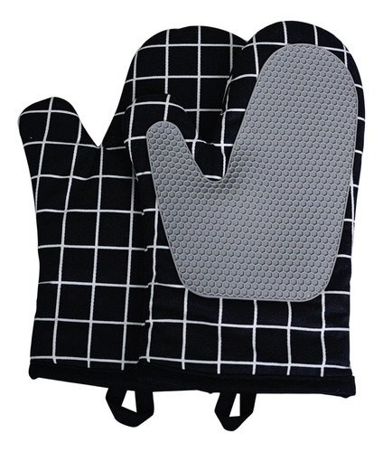 Pot Holder Guantes 18x28cm De Horno De Silicona Negro