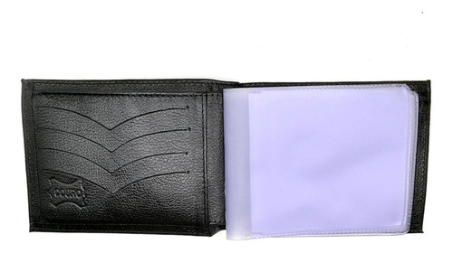 Carteira Masculina Couro Porta Moedas Porta Cartões Moderna Cor Preto