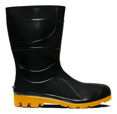 Bota Pvc Preta Amarela Sem Forro Cartom 42