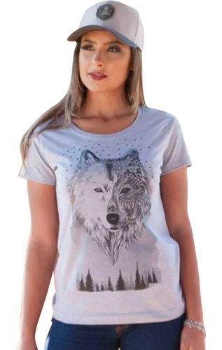T-shirt Country Feminina Ox Horns Gery Wolf 6091