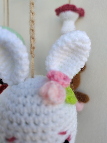 Movil De Cuna Tejido A Crochet Animalitos Del Bosque 4 Animalitos Animales Del Bosque