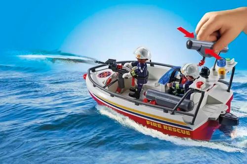 Playmobil Misión Bomberos Moto Agua Lancha Luz +95pcs 71569 Misión Bomberos Agua