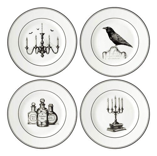 Set De Platos Porcelana 22.86 Cms 4 Pz Redonda Postre
