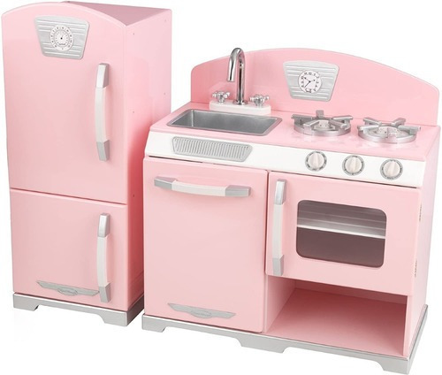 Kidkraft Pink Retro Cocina Juguete Infantil Nevera Realista