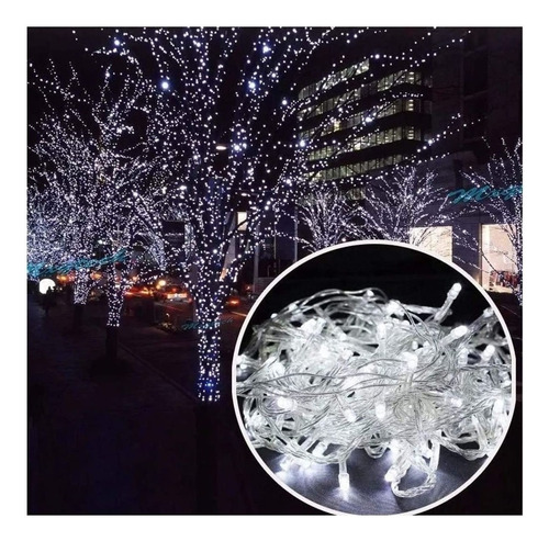 Serie Luces 20 Metros Para Decoracion Jardin Aniversario Luces Interconectables Blanco Frío