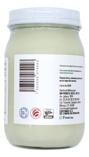 Aceite Coco Extra Virgen Neutro Nbf 450ml Sin Sabor Y Olor