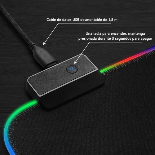 Tapete De Gaming Para Mouse Rgb Mouse Pad Led