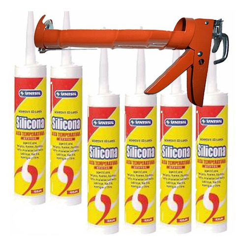 Silicona Alta Temperatura 285gs.6 Unid./aplicador Unisil G P