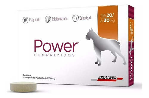 Comprimido Power Perro De 20kg A 30kg X 3 Unidades Beige