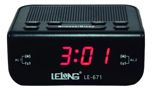 Reloj de mesa  despertador  digital Lelong LE-671  110V/220V -  Preto 