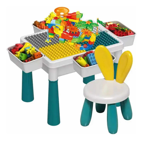 Mesa De Juego Para Niños Con 2 Sillas Y Juguetes 4 En 1