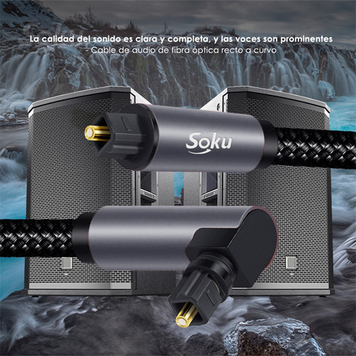 Soku Cable Audio Fibra Óptica Estéreo Digital 5.1 Codo Pro