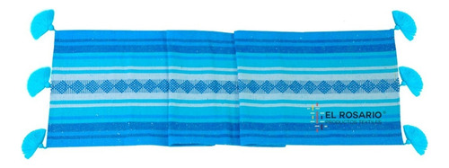 Pie De Cama Queen Size - Textil Artesanal Color Azul-celeste