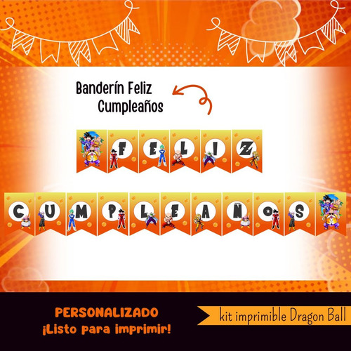 Kit Dragon Ball Imprimible Cumple Candybar Personalizado