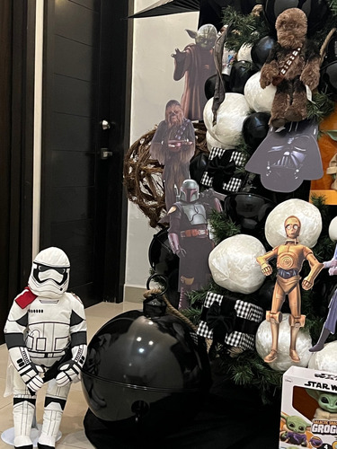 Adorno Para Árbol De Navidad Star Wars 002 Decoracion Pino Navideño Blanco Con Negro De 30cm X 30cm Por Pack De 30 U