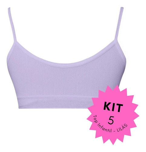 Kit 5 Sutiã Infantil Menina Top Básico Confortável