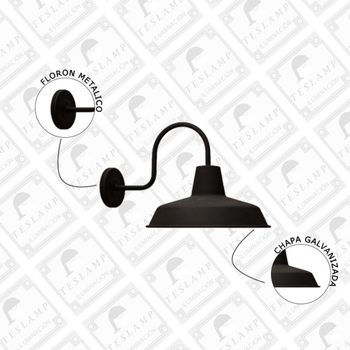 Imagen 3 de 8 de Pack X2 Lampara Aplique Pared Vintage Galponero Bajo Consumo