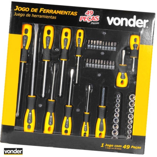 Kit Com 49 Ferramentas -  Aço Cromo Vanadio Vonder + Nf