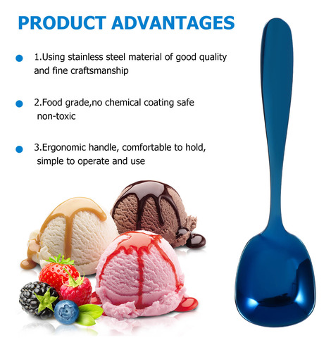 Cucharas De Acero Inoxidable Para Helado, 6 Piezas