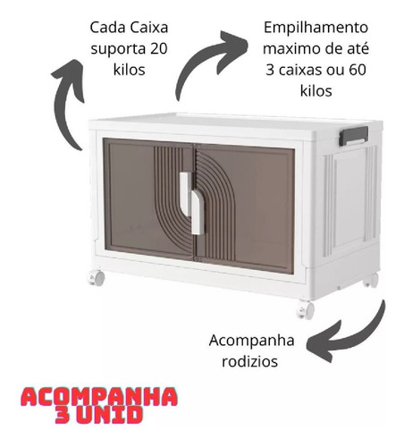 Caixa Organizadora Com Portas E Rodinhas Wt