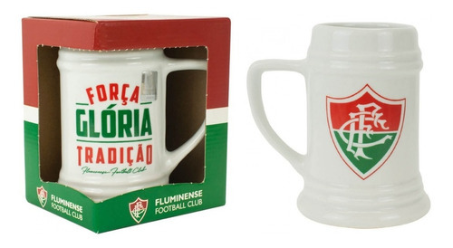 Caneca Porcelana Branca 500ml Fluminense Força Gloria E Trad