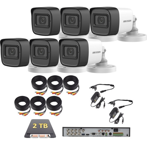 Kit Video Vigilancia Hikvision 6 Cámaras 5 Mp Cctv 2 Tb