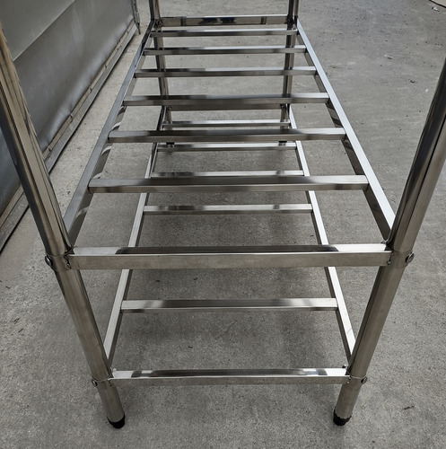 Bancada Mesa 130x40 Inox Industrial 2 Prateleiras Gradeadas